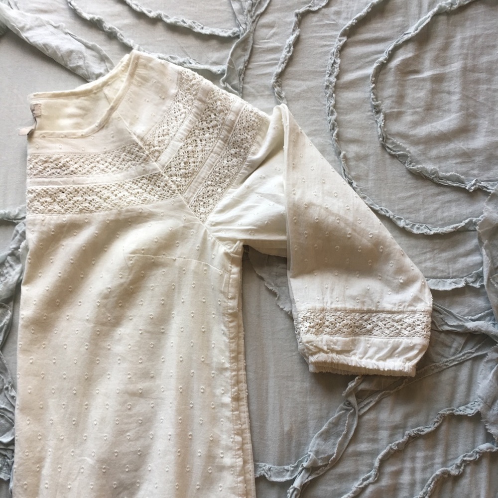 Lucky Brand Ivory Textured Long Sleeve Dress
